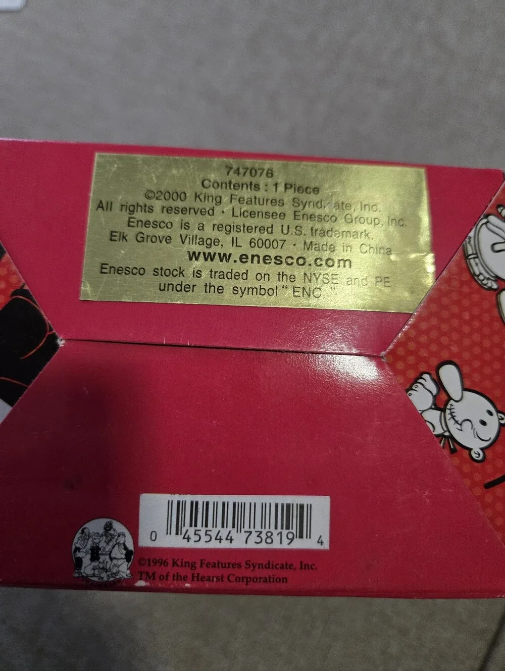 Vintage Enesco Popeye Sunday Funnies Hanging Ornament 1996